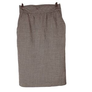 Vintage ESCADA Margaretha Ley Black White Houndstooth High Waisted Wool Skirt 36